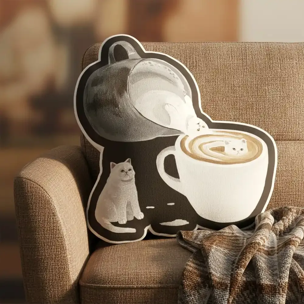 Latte Cat Pillow