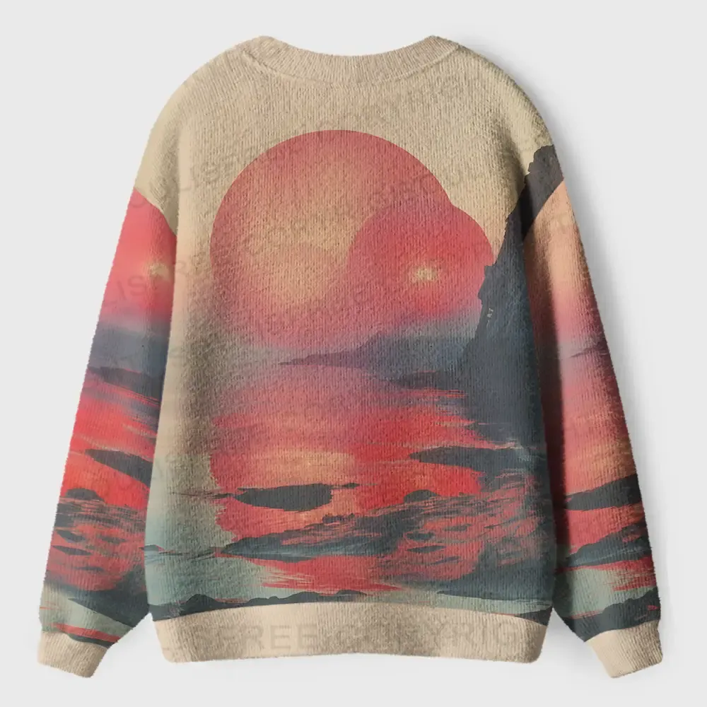 Sunset Serenity: A Moment of Peace Ugly Cardigan Sweaters