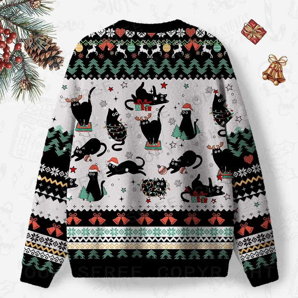 Merry Mischief Cats Ugly Christmas Knit Sweatshirt