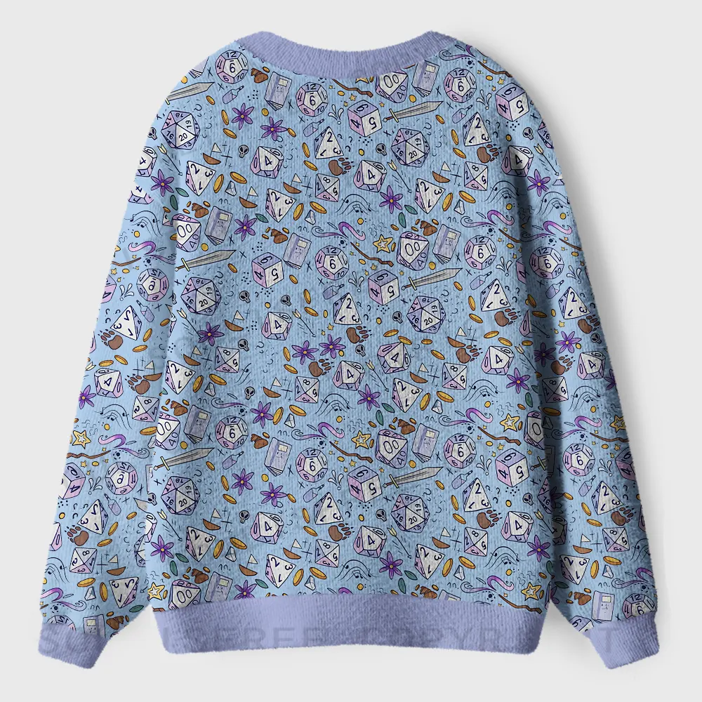 Whimsical Dice Realm Ugly Cardigan Sweaters 