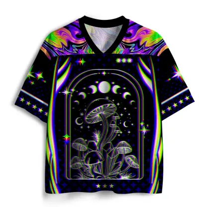 Soulisfree Mushroom of Rainbow Optic Lines Illusion Mesh Jersey