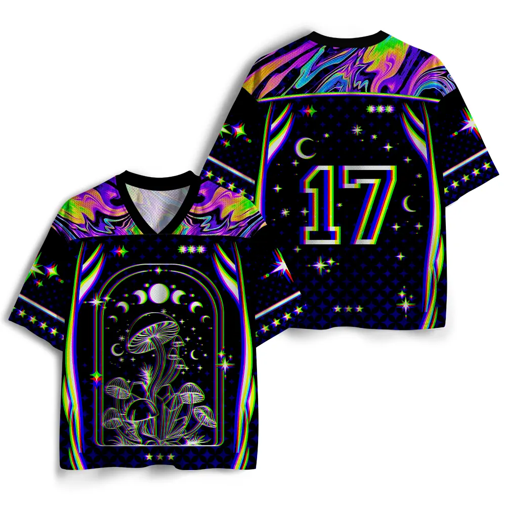 Soulisfree Mushroom of Rainbow Optic Lines Illusion Mesh Jersey
