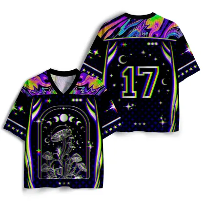 Soulisfree Mushroom of Rainbow Optic Lines Illusion Mesh Jersey