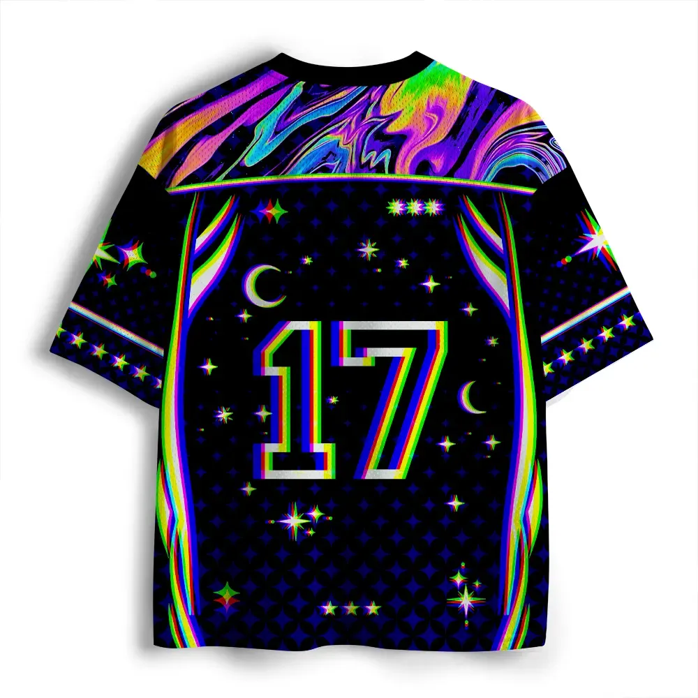 Soulisfree Mushroom of Rainbow Optic Lines Illusion Mesh Jersey