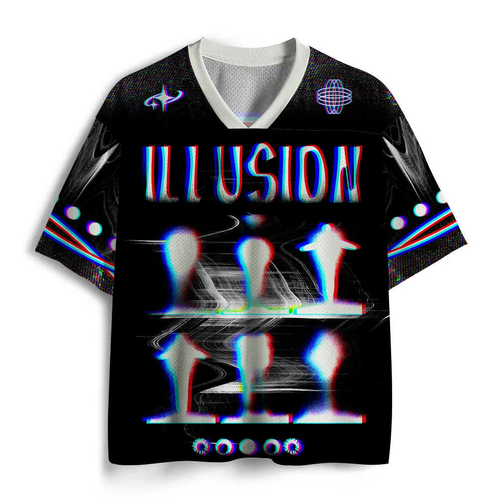 Soulisfree Celestial Cycle of Light Optic Lines Illusion Mesh Jersey