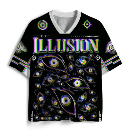 Soulisfree Dream Aura of Blooming Optic Lines Illusion Mesh Jersey