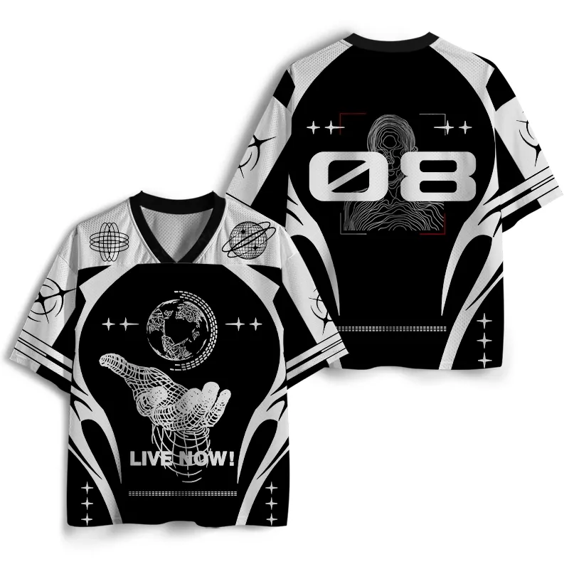 Soulisfree DIGITAL GRASP Wireframe Globe Mesh Jersey