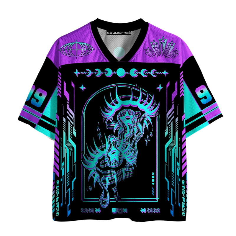 Soulisfree Cyber Goddess Moon Phase Illusion Mesh Jersey
