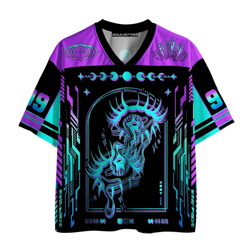 Soulisfree Cyber Goddess Moon Phase Illusion Mesh Jersey