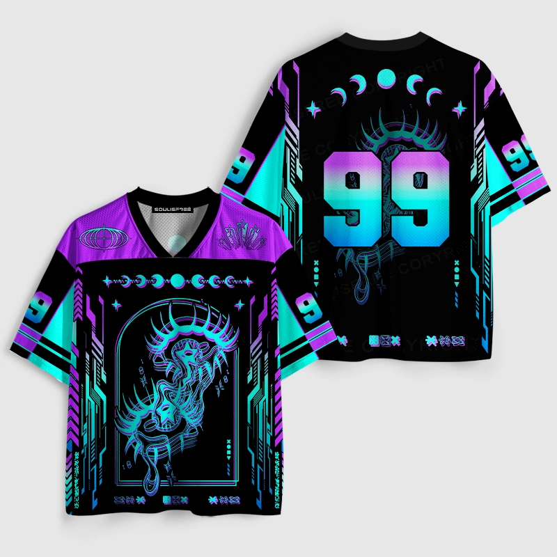 Soulisfree Cyber Goddess Moon Phase Illusion Mesh Jersey