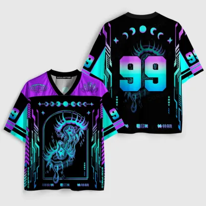 Soulisfree Cyber Goddess Moon Phase Illusion Mesh Jersey