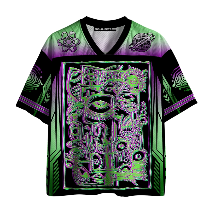 Soulisfree Cyber Glyph Neon Eye Mystic Illusion Mesh Jersey 