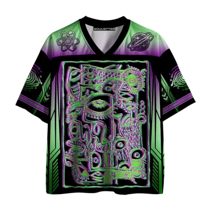 Soulisfree Cyber Glyph Neon Eye Mystic Illusion Mesh Jersey 