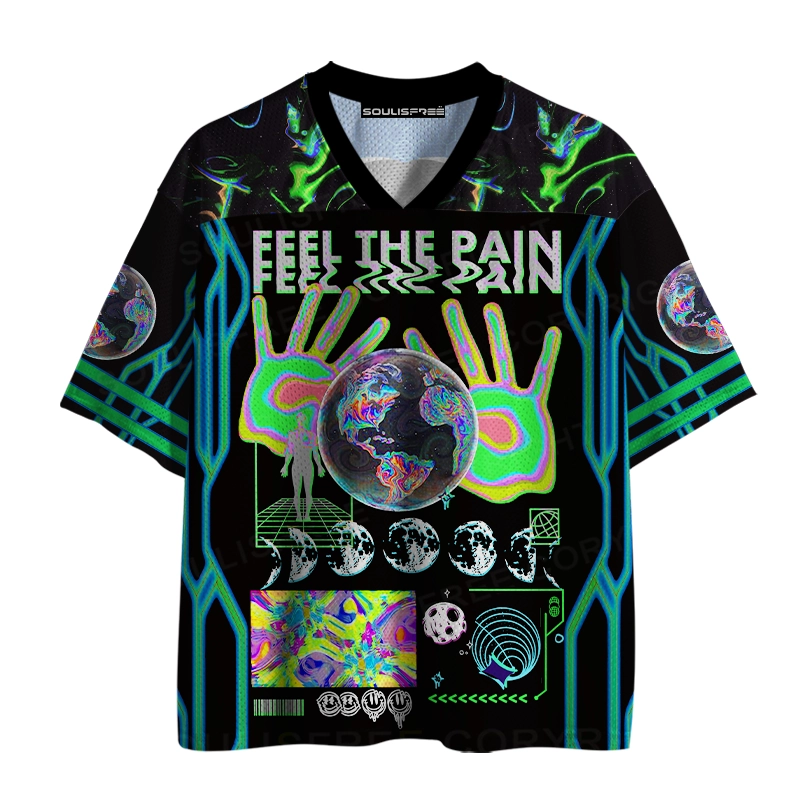 Soulisfree Neon Earth Handprint Emotional Resonance Mesh Jersey
