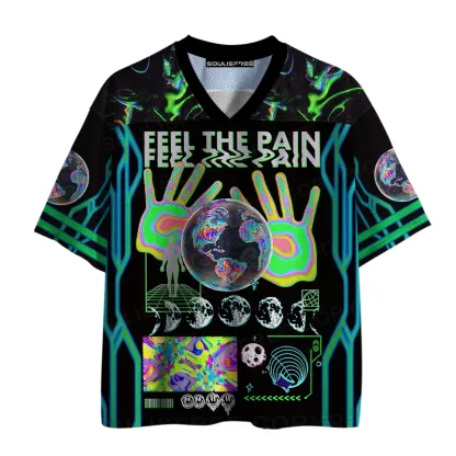 Soulisfree Neon Earth Handprint Emotional Resonance Mesh Jersey