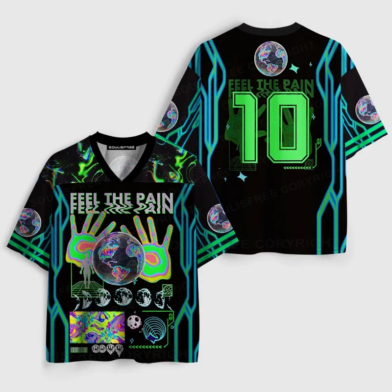 Soulisfree Neon Earth Handprint Emotional Resonance Mesh Jersey