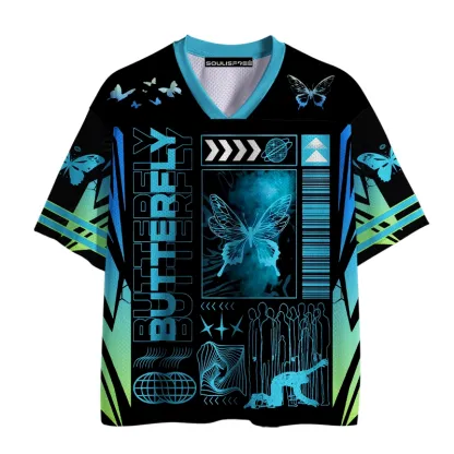 Soulisfree Butterfly Code Flux Digital Metamorphosis Aesthetic Illusion Mesh Jersey