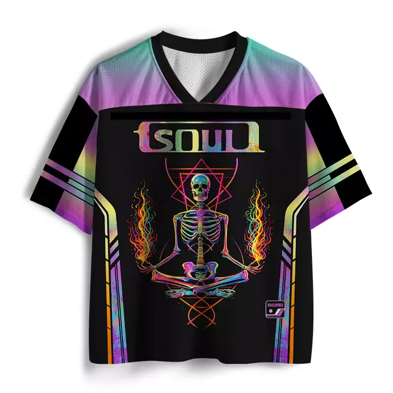 Designed Soulisfree Trippy Meditation Skull  Mesh Jersey  | Soulisfree