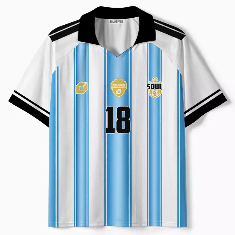 Soulisfree Celestial Stripes Collar Polo Jersey