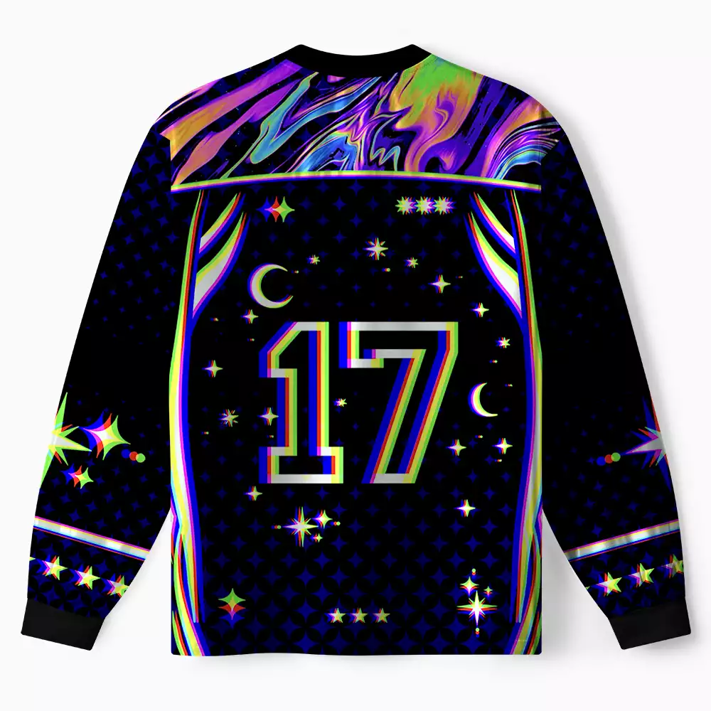 Soulisfree Mushroom of Rainbow Optic Lines Illusion Long Sleeve Jersey