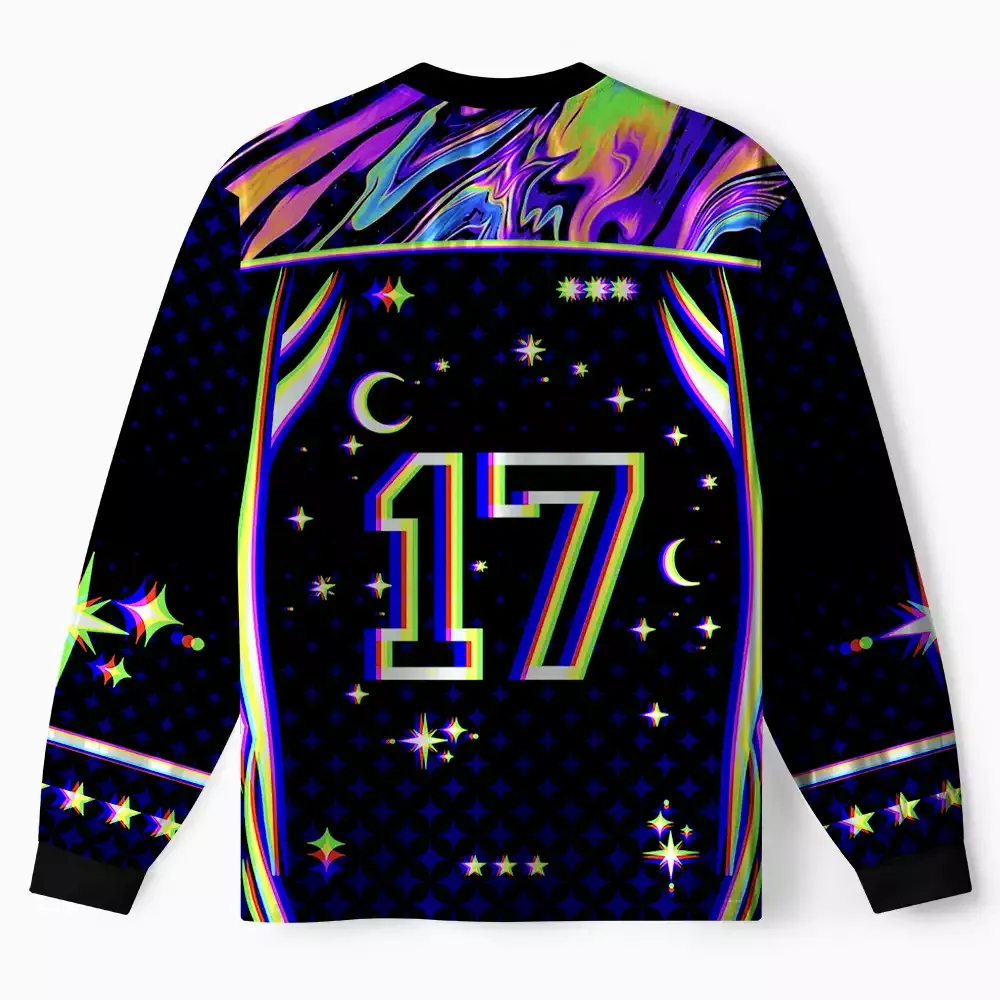 Soulisfree Mushroom of Rainbow Optic Lines Illusion Long Sleeve Jersey