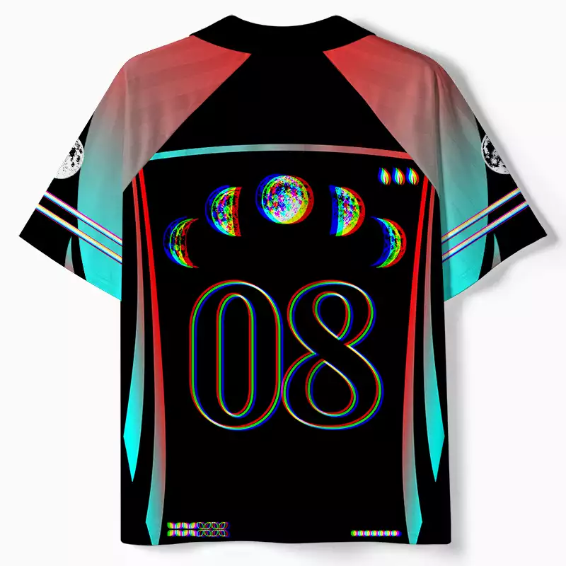 Soulisfree Ethereal Energy Optic Lines Illusion Collar Polo Jersey
