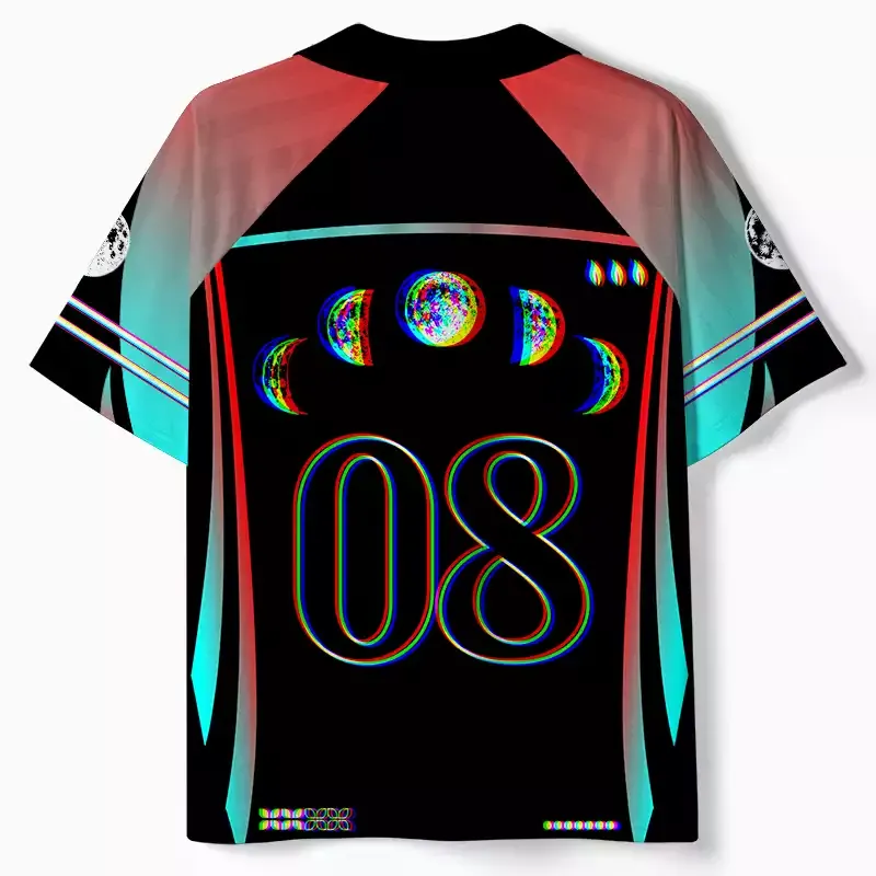 Soulisfree Ethereal Energy Optic Lines Illusion Collar Polo Jersey