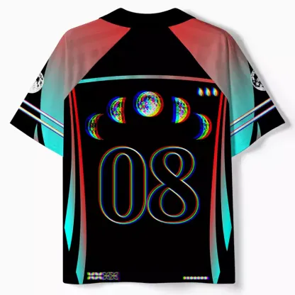 Soulisfree Ethereal Energy Optic Lines Illusion Collar Polo Jersey