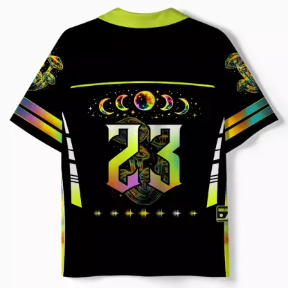 Soulisfree Psychedelic Moonphase Mushroom Collar Polo Jersey