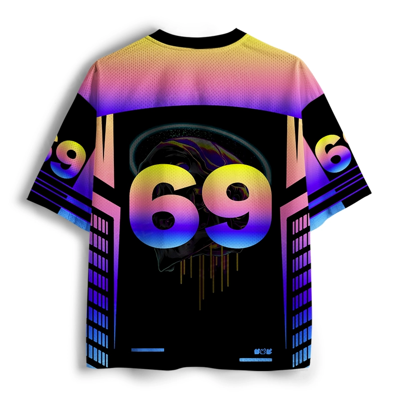 Soulisfree Dark Love Cyberpunk Skull Statement  Mesh Jersey