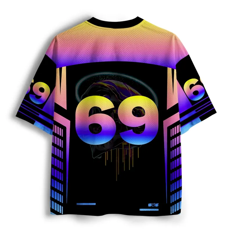 Soulisfree Dark Love Cyberpunk Skull Statement  Mesh Jersey