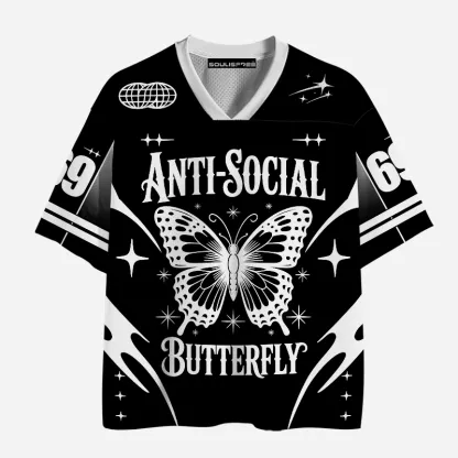 Soulisfree Anti-Social Butterfly Statement Mesh Jersey