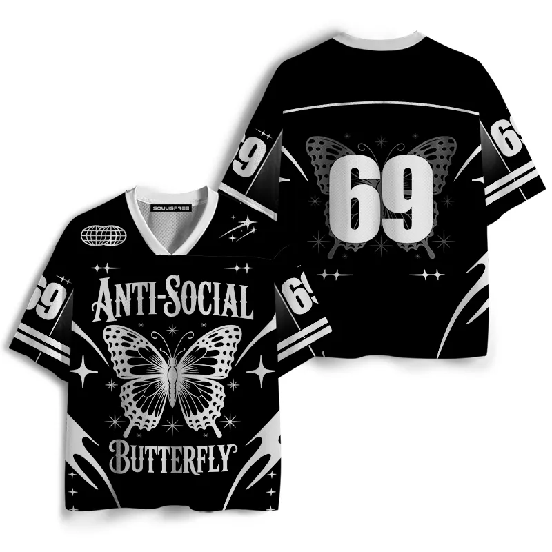 Soulisfree Anti-Social Butterfly Statement Mesh Jersey