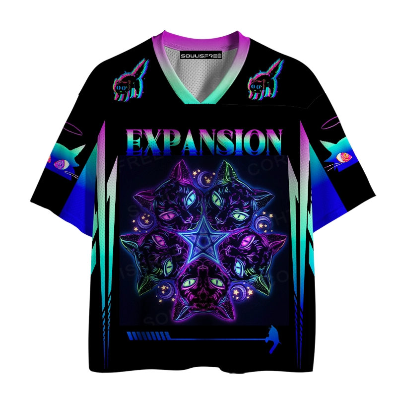 Soulisfree Mystical Cat Geometry  Mesh Jersey