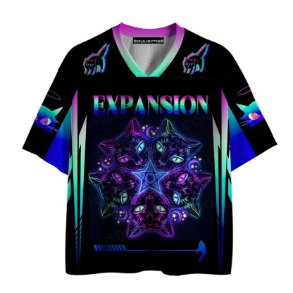 Soulisfree Mystical Cat Geometry  Mesh Jersey