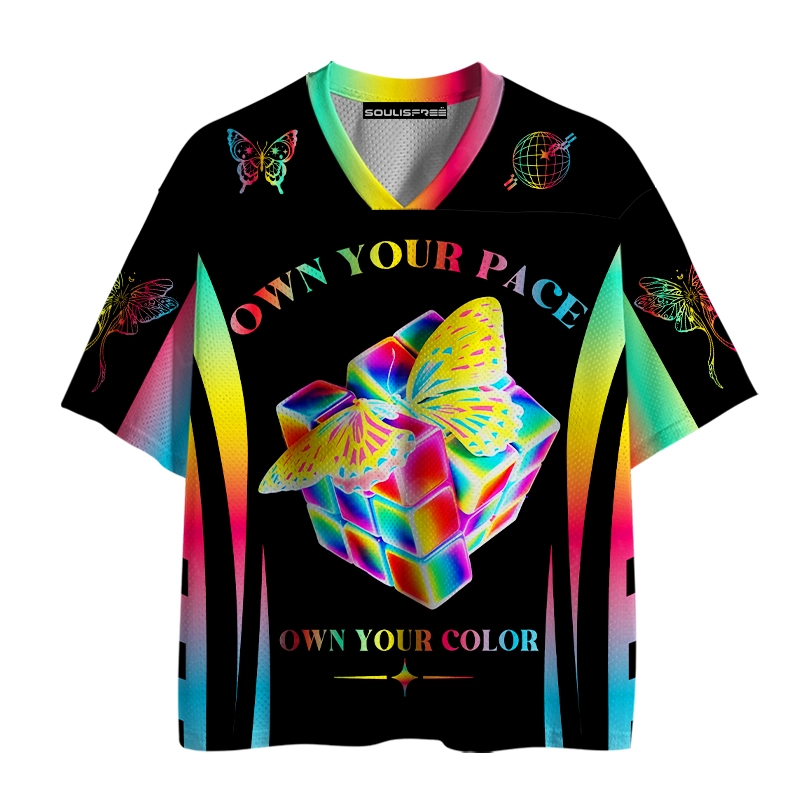 Soulisfree Rainbow Cube Butterfly Mesh Jersey