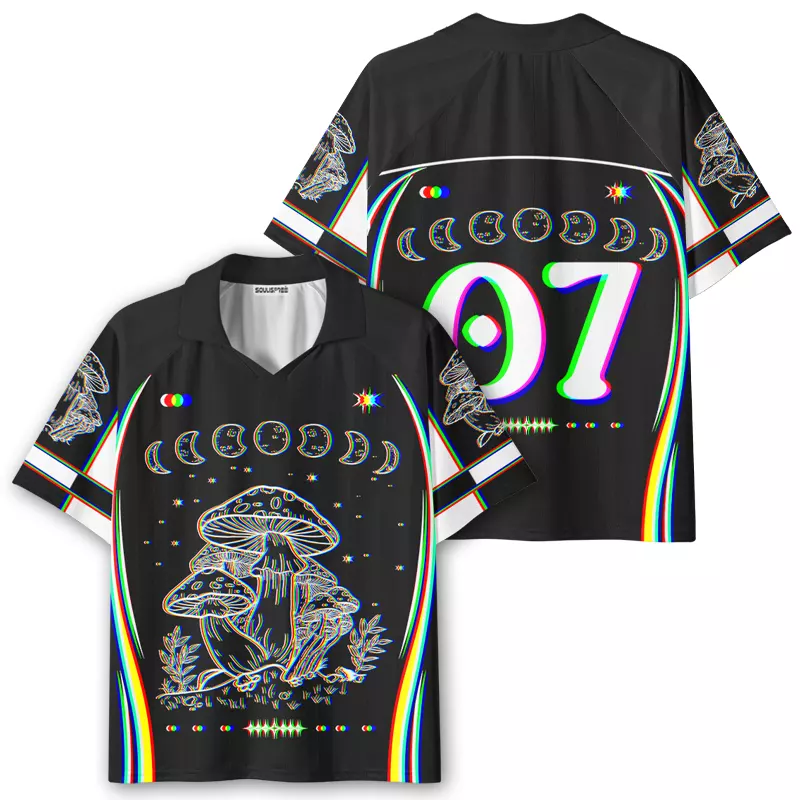 Soulisfree Mushroom and Moon Polo Collar Unisex Jersey