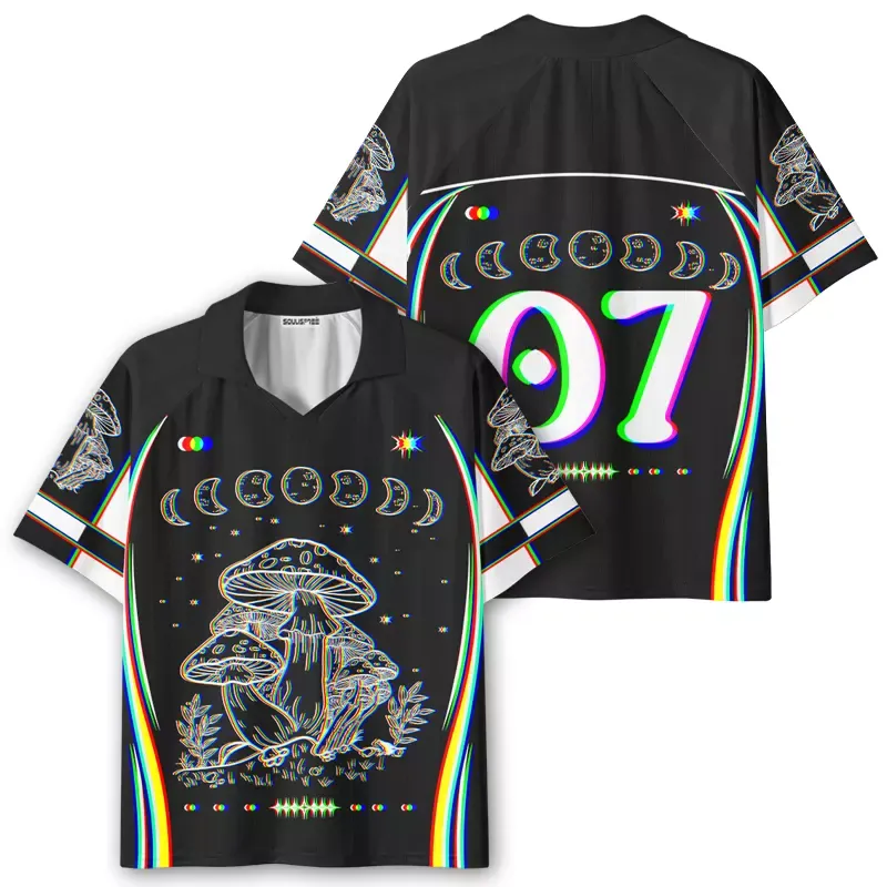 Soulisfree Mushroom and Moon Polo Collar Unisex Jersey
