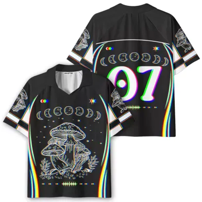 Soulisfree Mushroom and Moon Polo Collar Unisex Jersey