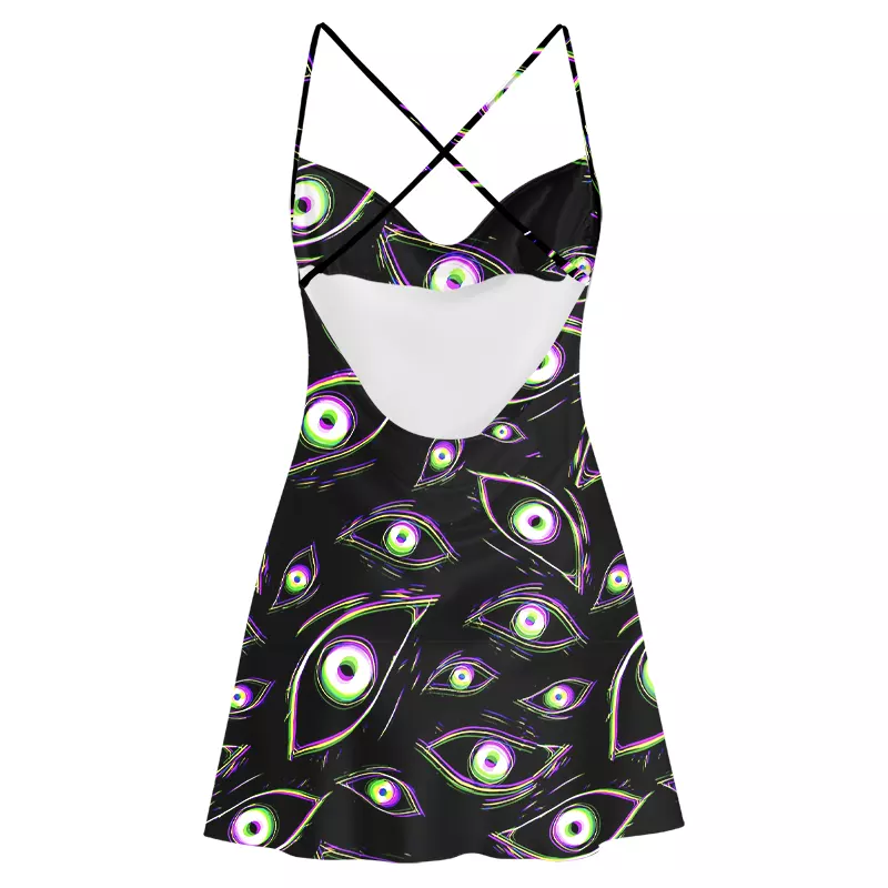 Soulisfree Glitch Vision Satin Mini Dress