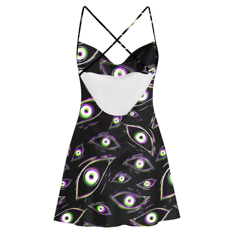 Soulisfree Glitch Vision Satin Mini Dress