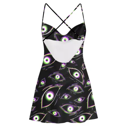 Soulisfree Glitch Vision Satin Mini Dress