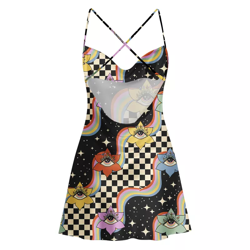 Soulisfree Vision Trip Satin Mini Dress