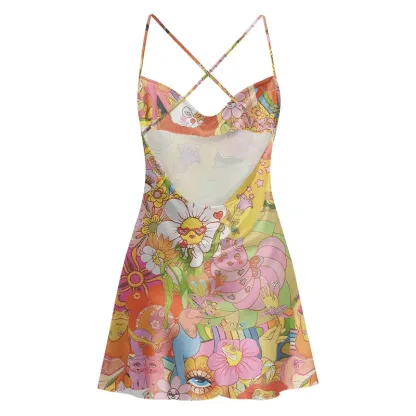 Soulisfree Garden of Joy Satin Mini Dress