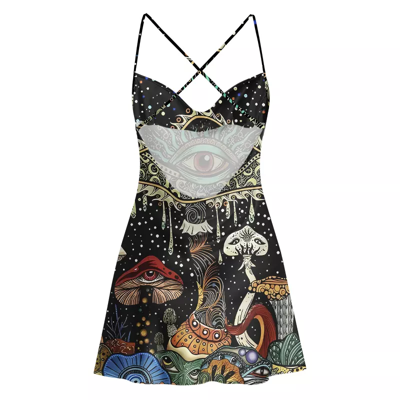 Soulisfree The Eyes of Nature Satin Mini Dress