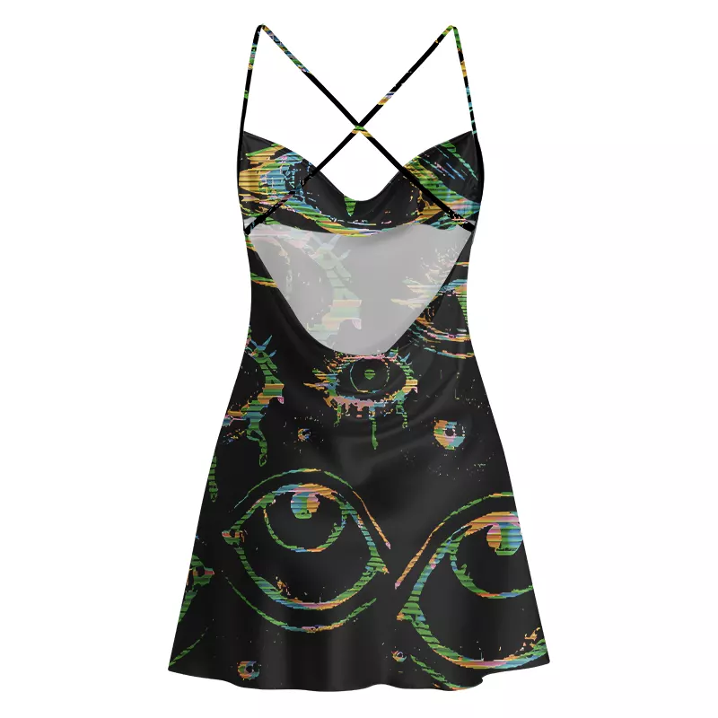 Soulisfree Glitch Vision Satin Mini Dress
