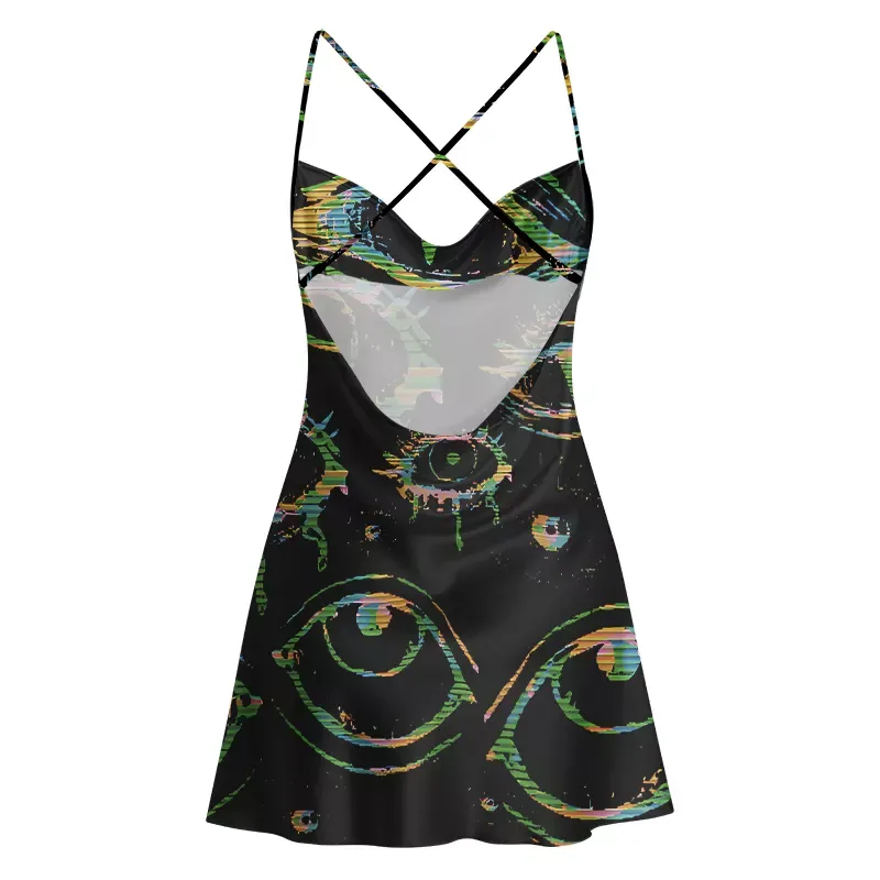 Soulisfree Glitch Vision Satin Mini Dress