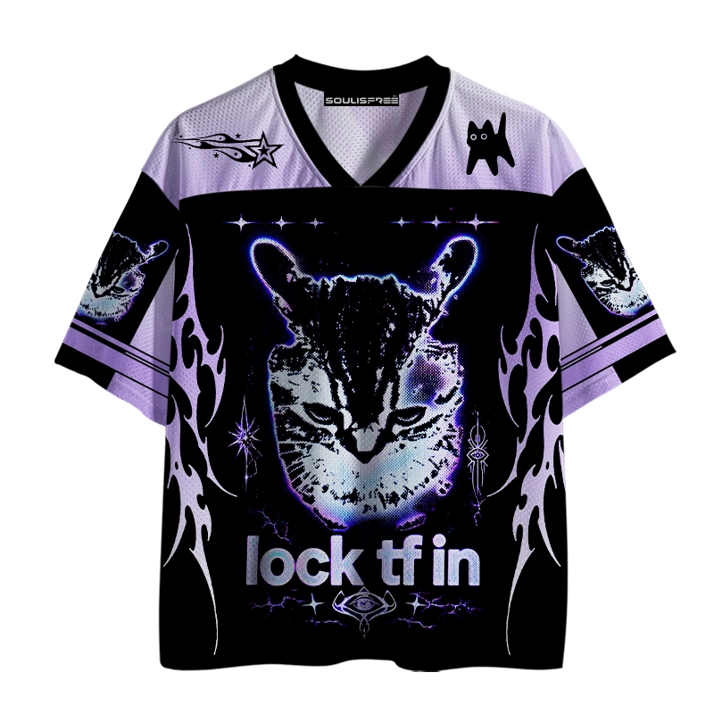 Soulisfree Purple Tribal Cat Mesh Jersey