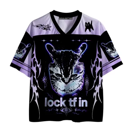 Soulisfree Purple Tribal Cat Mesh Jersey