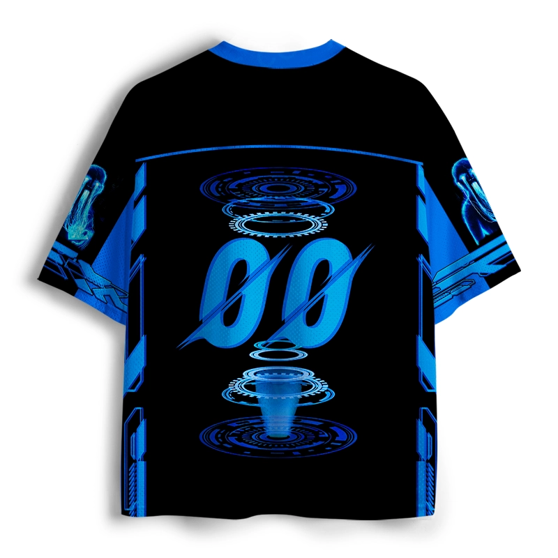 Soulisfree Cyberpunk Blue Aesthetic Mesh Jersey